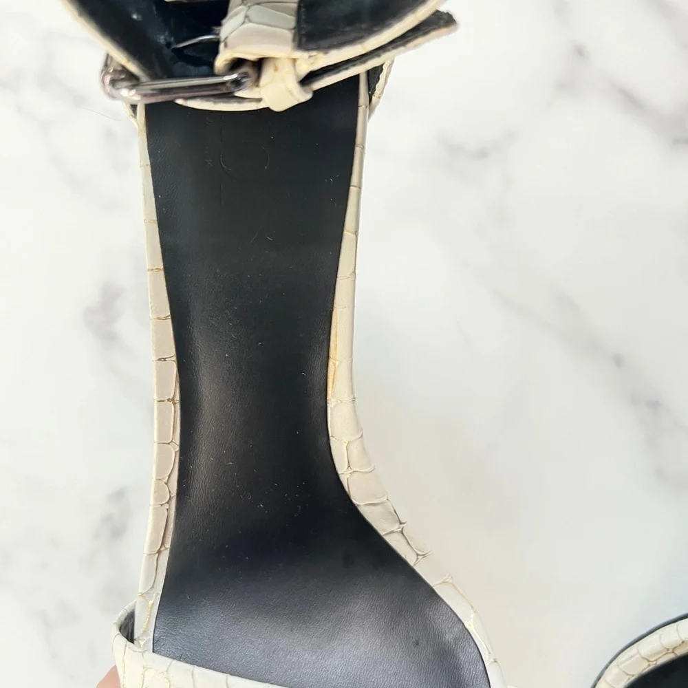 Tibi Italian White Leather Animal Print Open Toe Platform Pumps Size 37 (US 7) - Picture 5 of 7